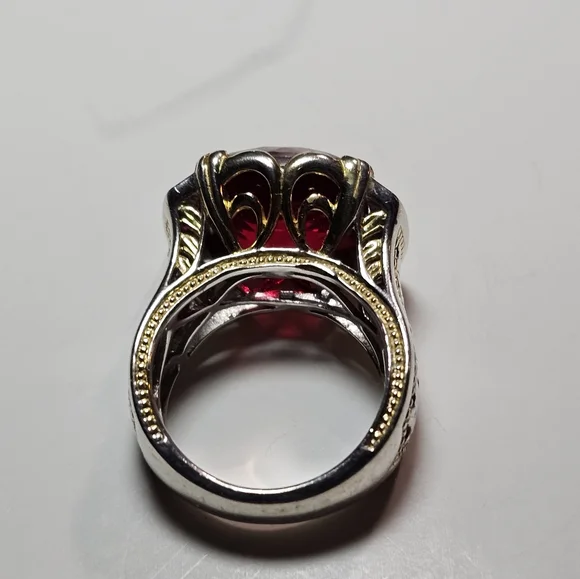 Authentic Michael Valitutti Red Quartz & Rubies Ring Sterling Silver & 18k Sz 6! - Picture 5 of 6